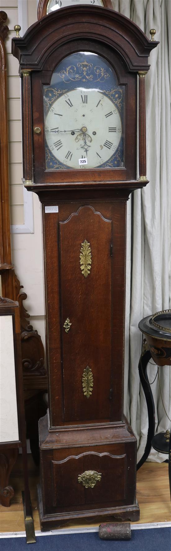 A grandfather clock, by Bates of Kettering, H.218cm